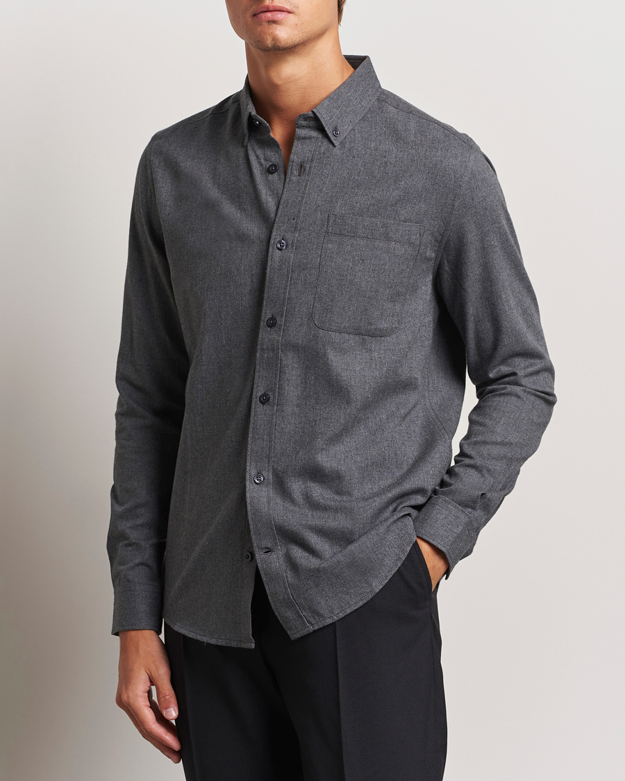 Heren | Overhemden | KnowledgeCotton Apparel | Regular Fit Melange Flannel Shirt Grey