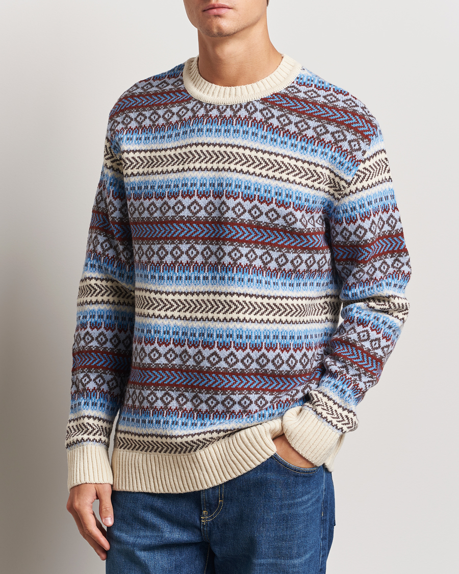 Heren | Truien | KnowledgeCotton Apparel | Fairisle Knitted Crewneck Off White