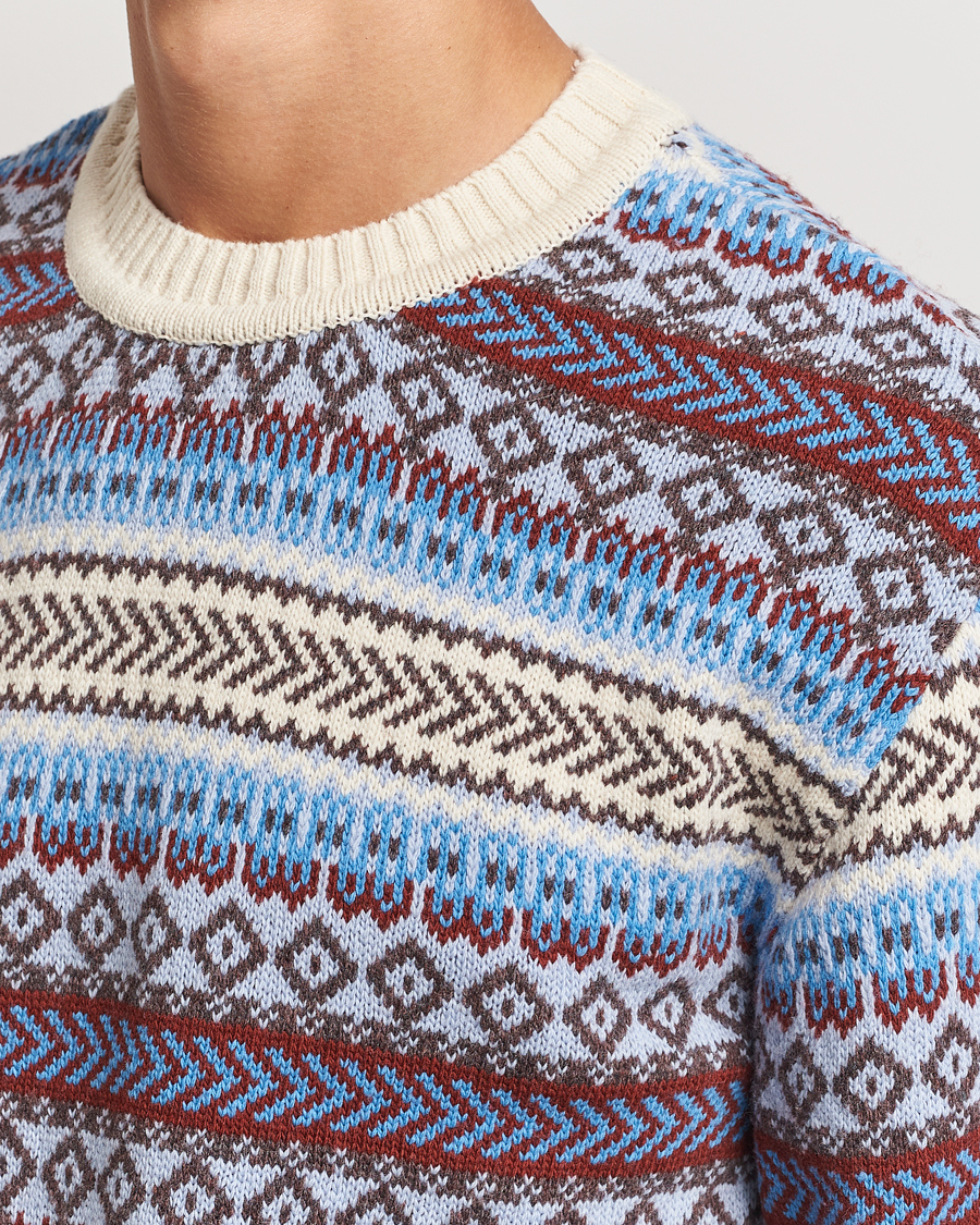 Heren | Truien | KnowledgeCotton Apparel | Fairisle Knitted Crewneck Off White