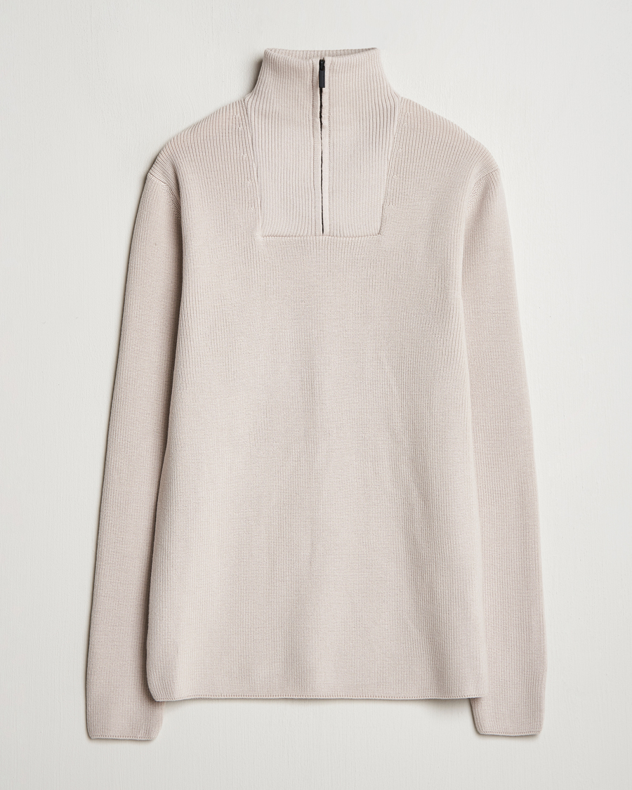 Heren | Truien | KnowledgeCotton Apparel | Heavy Lambswool Half Zip Off White