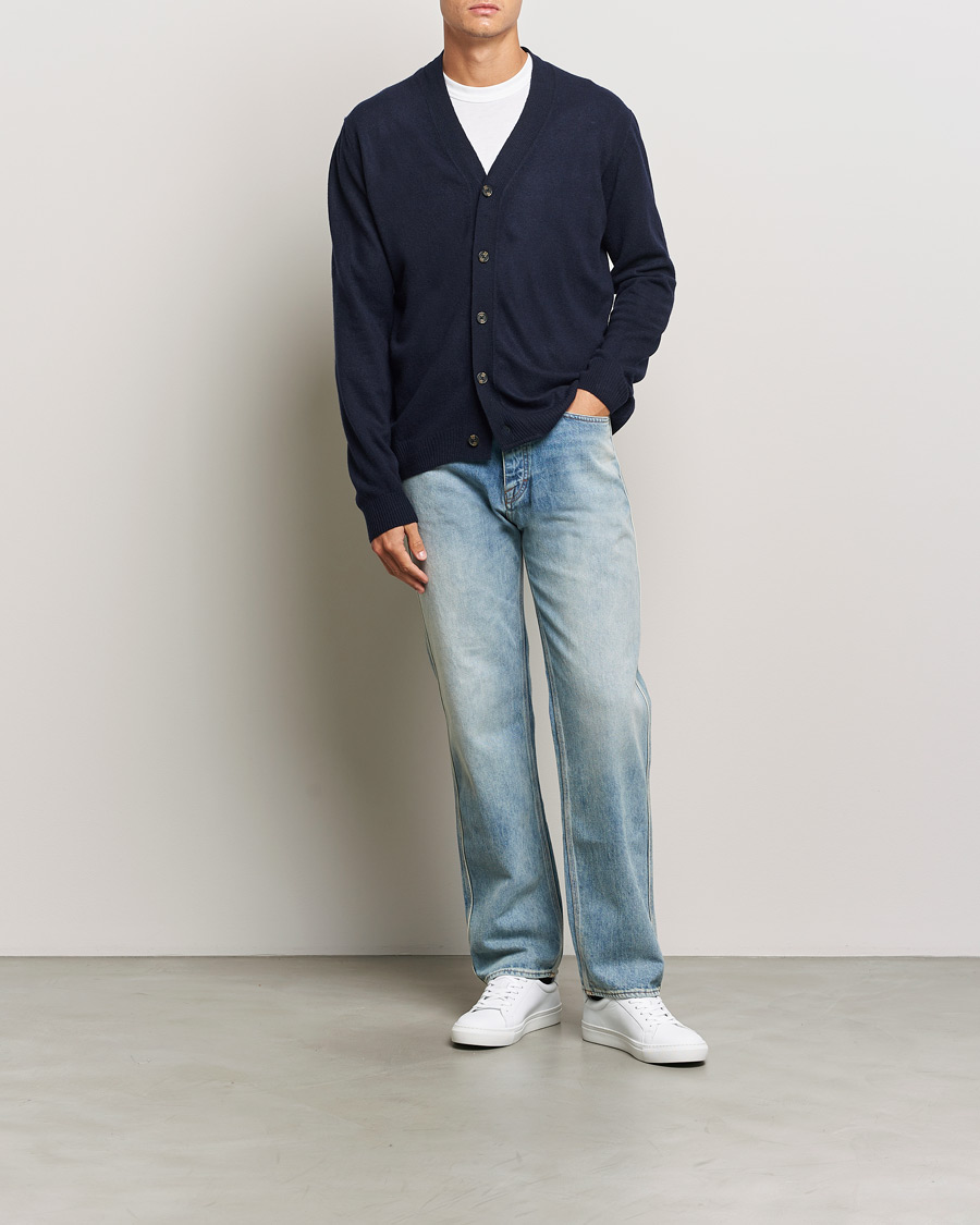 Heren | Truien | KnowledgeCotton Apparel | Lambswool Cardigan Navy