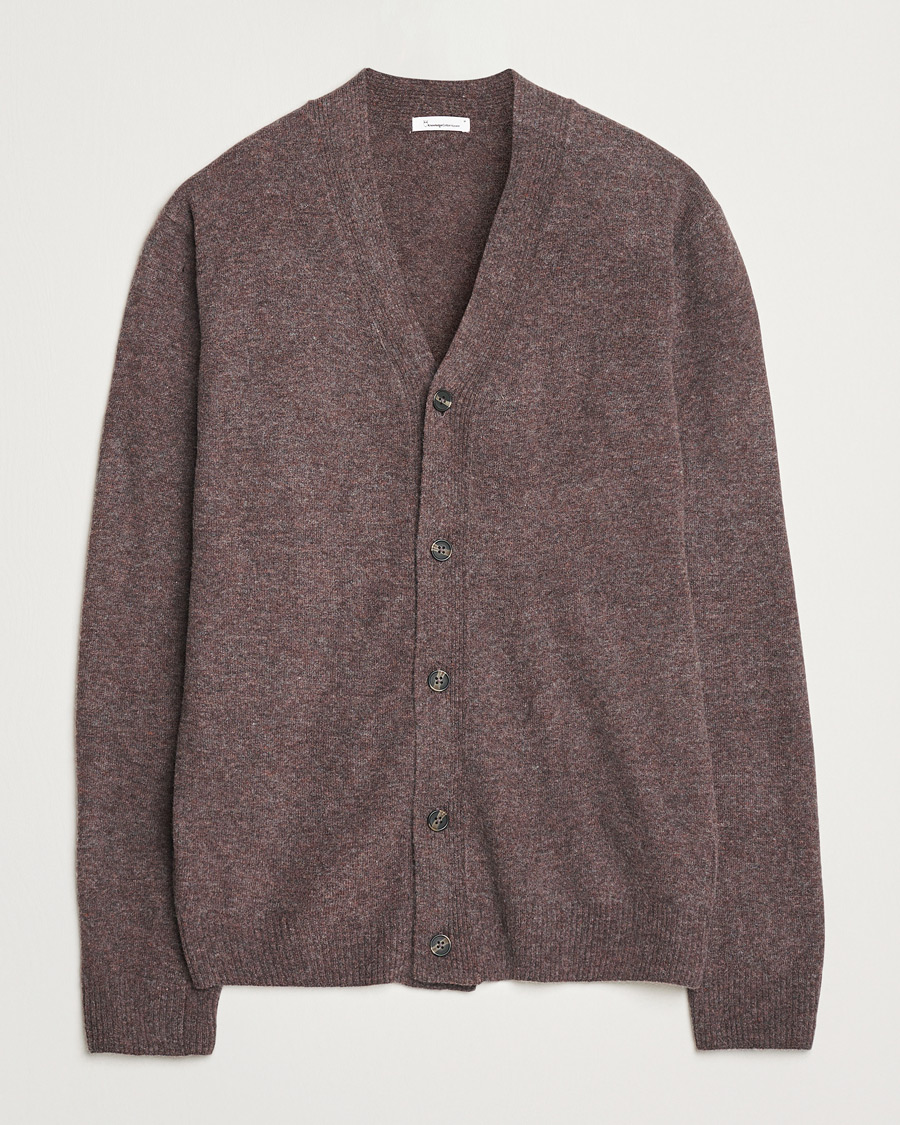 Heren | Truien | KnowledgeCotton Apparel | Lambswool Cardigan Brown