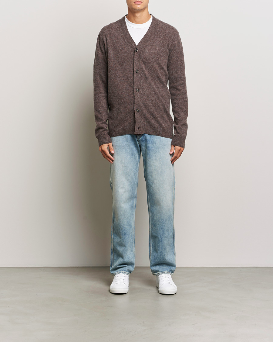 Heren | Truien | KnowledgeCotton Apparel | Lambswool Cardigan Brown