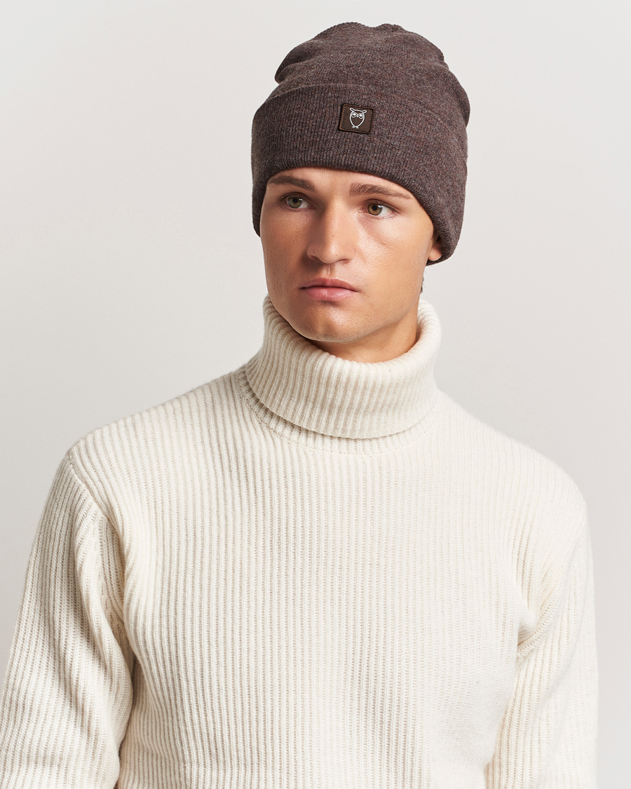 Heren | KnowledgeCotton Apparel Double Layer Wool Beanie Brown Melange | KnowledgeCotton Apparel | Double Layer Wool Beanie Brown Melange