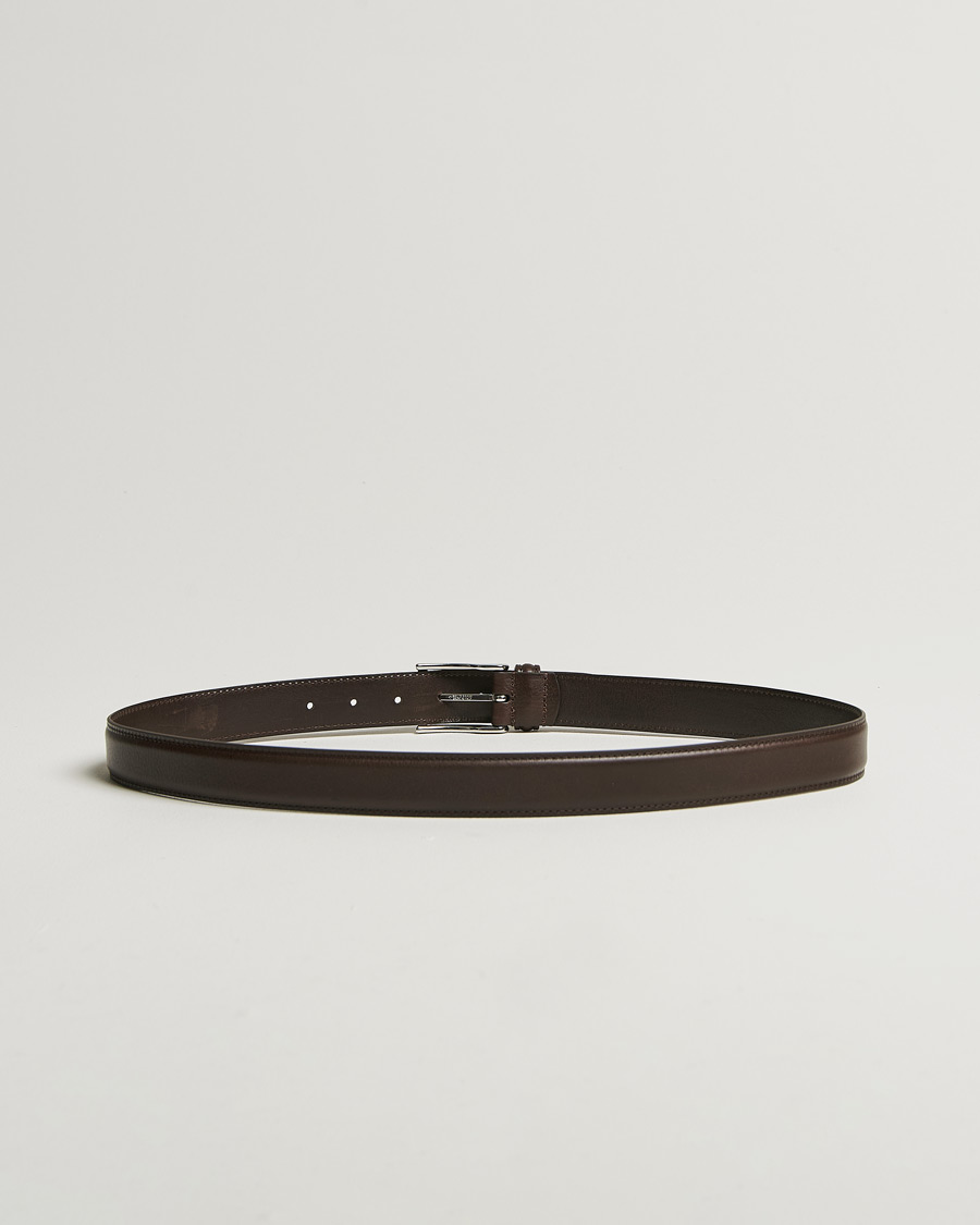 Heren | Riemen | Anderson's | Structure Leather Suit Belt 3 cm Dark Brown