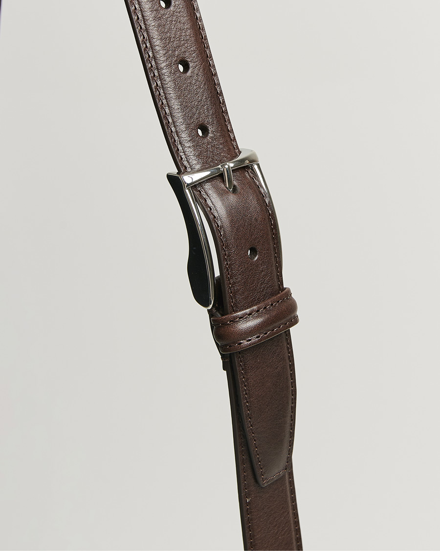 Heren | Riemen | Anderson's | Structure Leather Suit Belt 3 cm Dark Brown