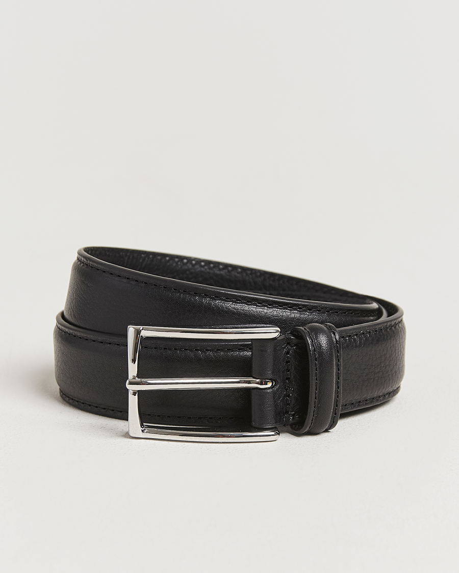 Heren | Riemen | Anderson's | Structure Leather Suit Belt 3 cm Black