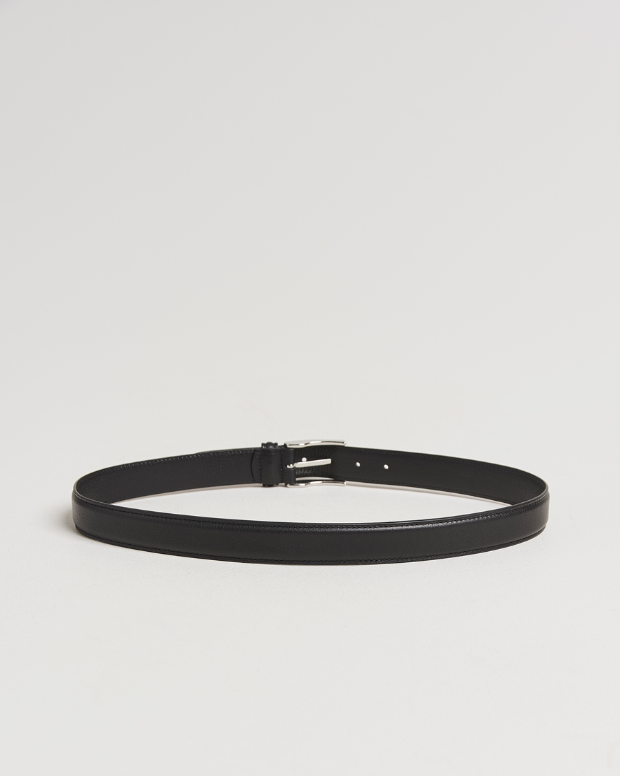 Heren | Riemen | Anderson's | Structure Leather Suit Belt 3 cm Black