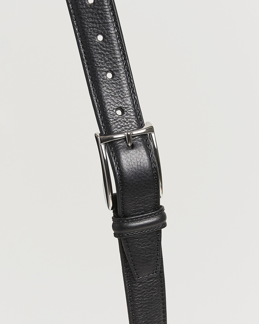 Heren | Riemen | Anderson's | Structure Leather Suit Belt 3 cm Black