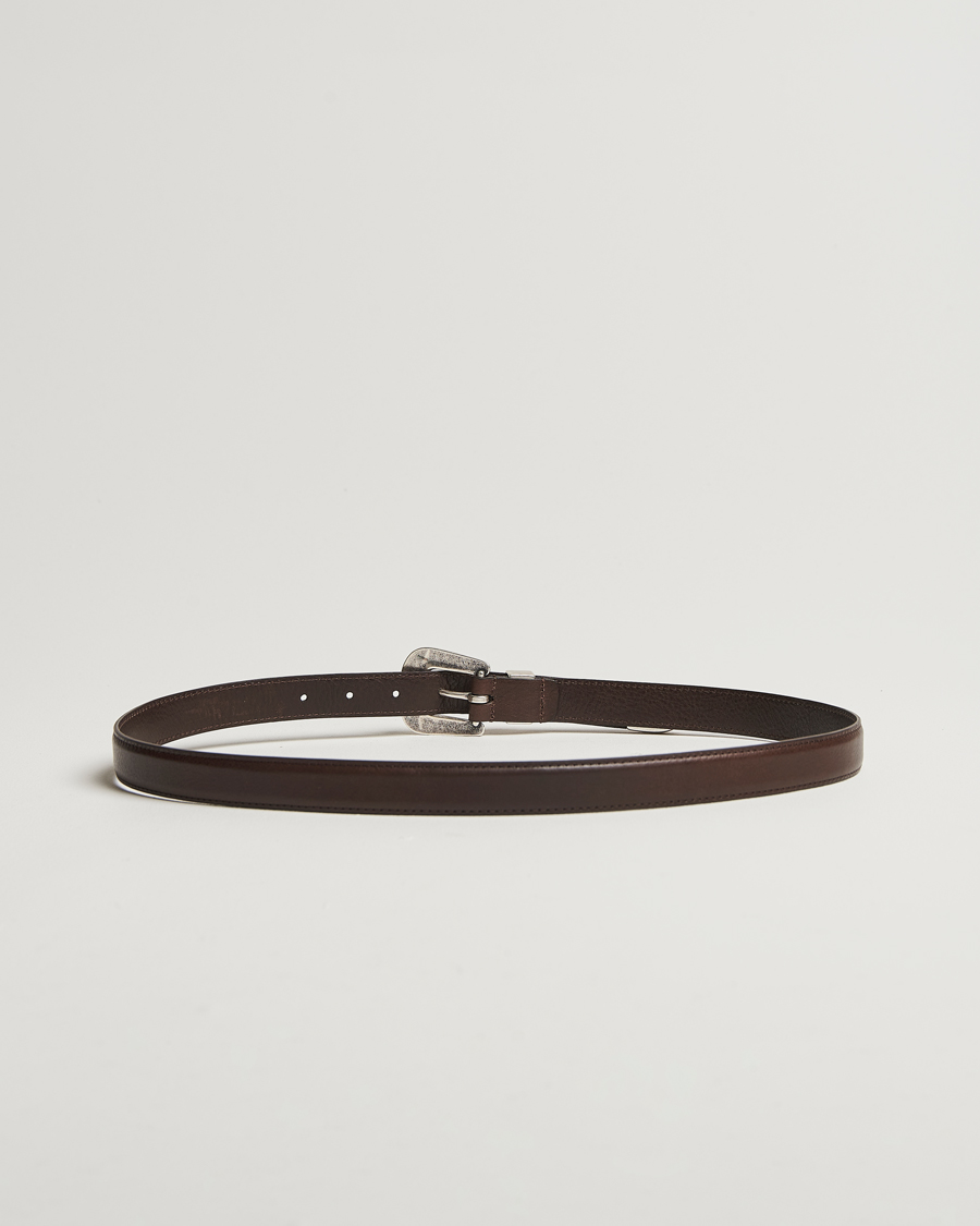 Heren | Anderson's Grained Western Leather Belt 2,5 cm Dark Brown | Anderson's | Grained Western Leather Belt 2,5 cm Dark Brown