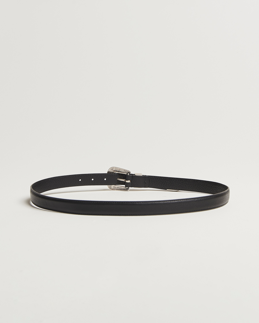 Heren | Riemen | Anderson's | Grained Western Leather Belt 2,5 cm Black