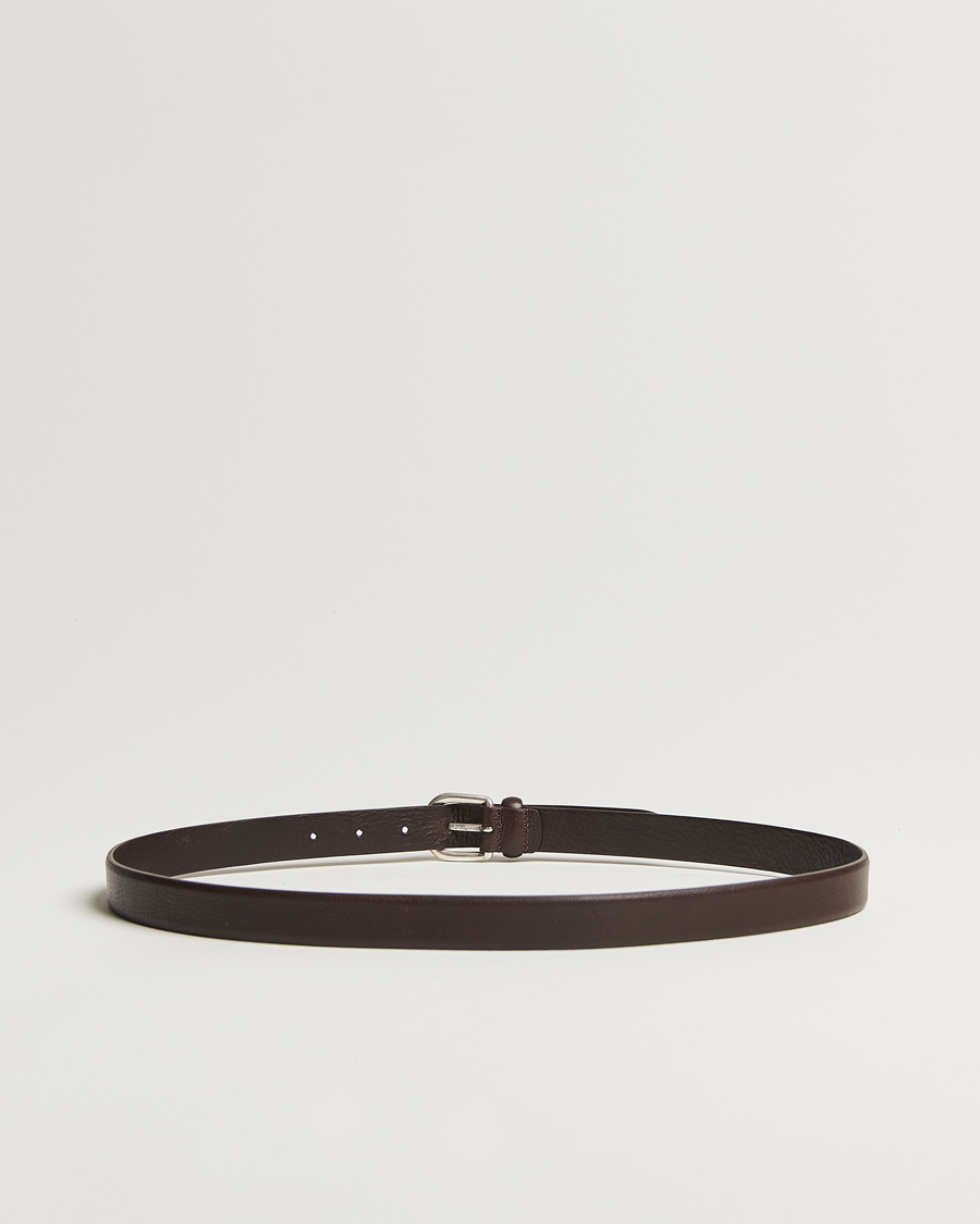 Heren | Riemen | Anderson's | Grained Leather Belt 2,5 cm Dark Brown