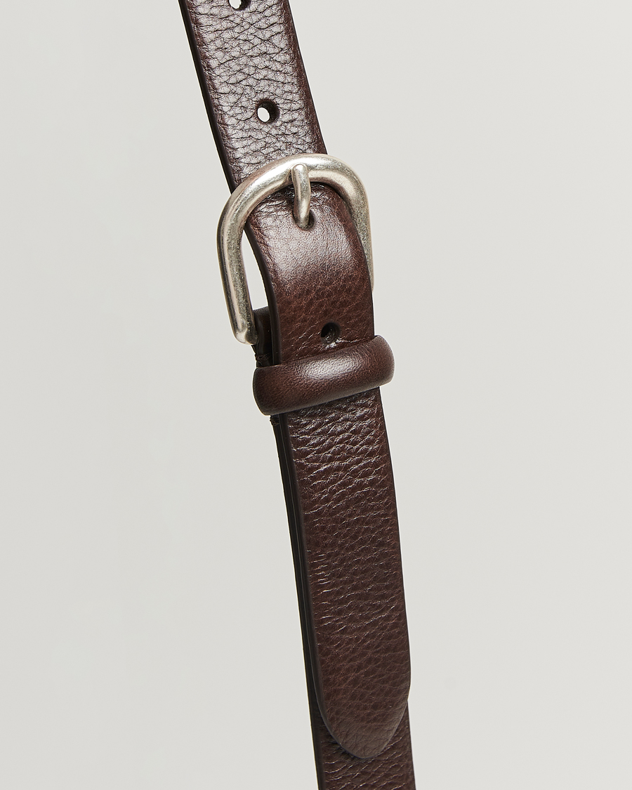 Heren | Riemen | Anderson's | Grained Leather Belt 2,5 cm Dark Brown