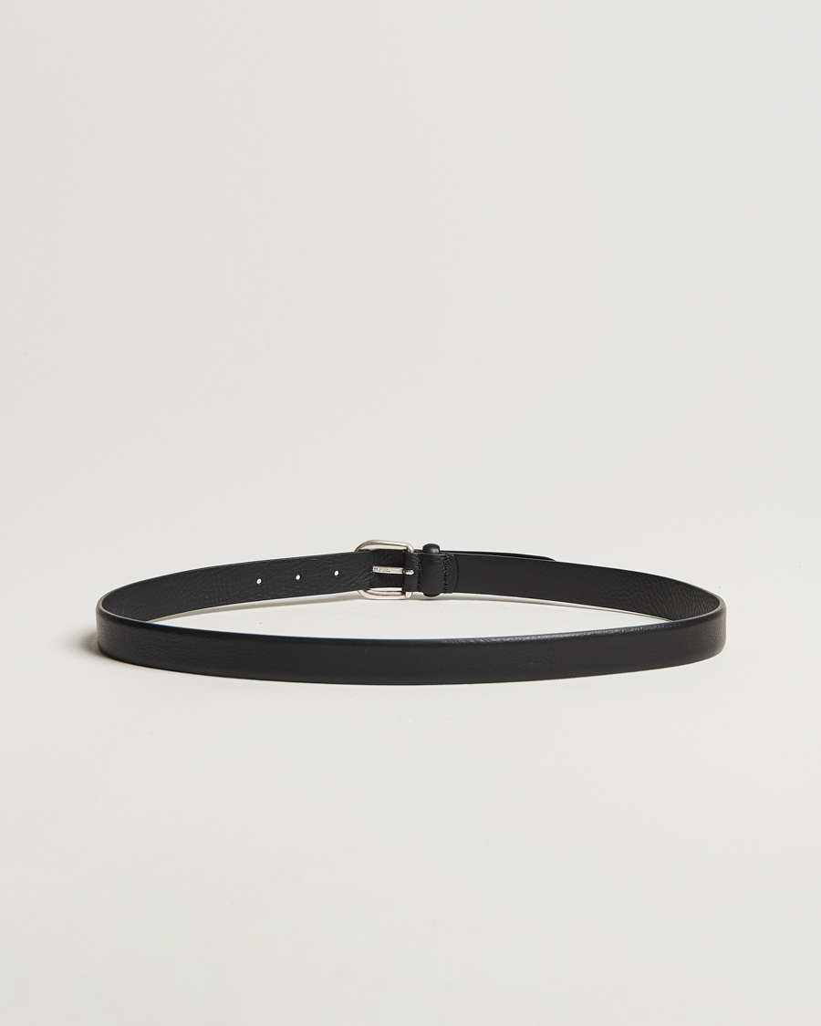 Heren | Riemen | Anderson's | Grained Leather Belt 2,5 cm Black