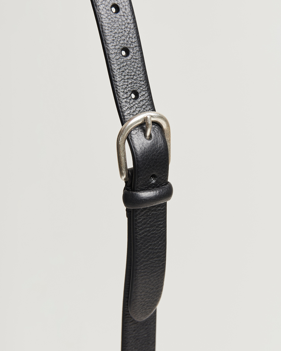 Heren | Riemen | Anderson's | Grained Leather Belt 2,5 cm Black