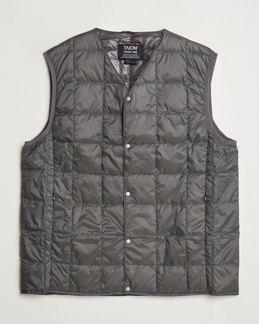 Heren | Jassen | TAION | V-Neck Lightweight Down Vest Dark Grey