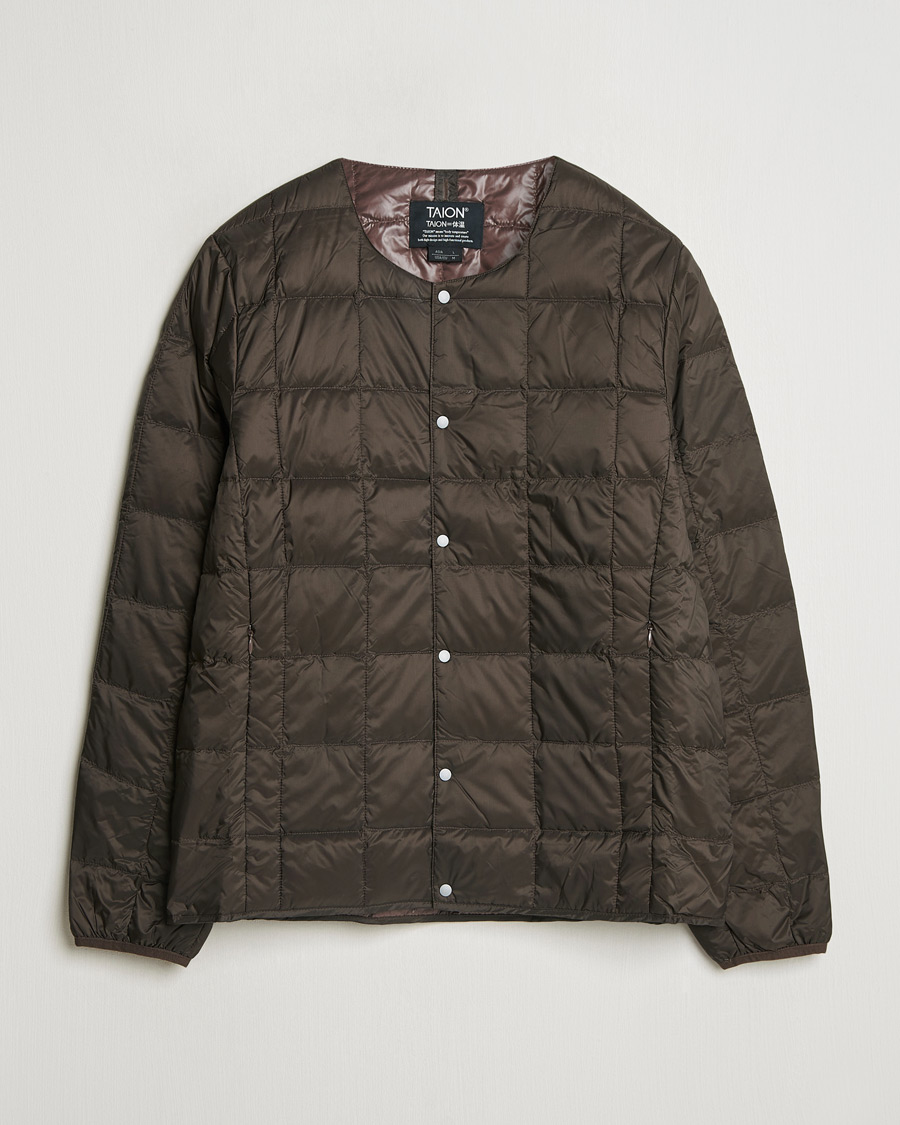 Heren | Jassen | TAION | Crew Neck Button Down Jacket Dark Choco