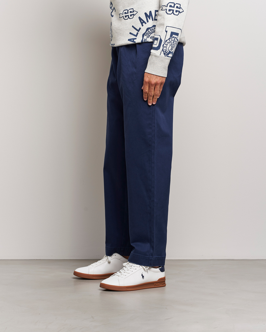 Heren | Polo Ralph Lauren Heritage Count II Low Sneaker Deckwash White/Navy | Polo Ralph Lauren | Heritage Count II Low Sneaker Deckwash White/Navy
