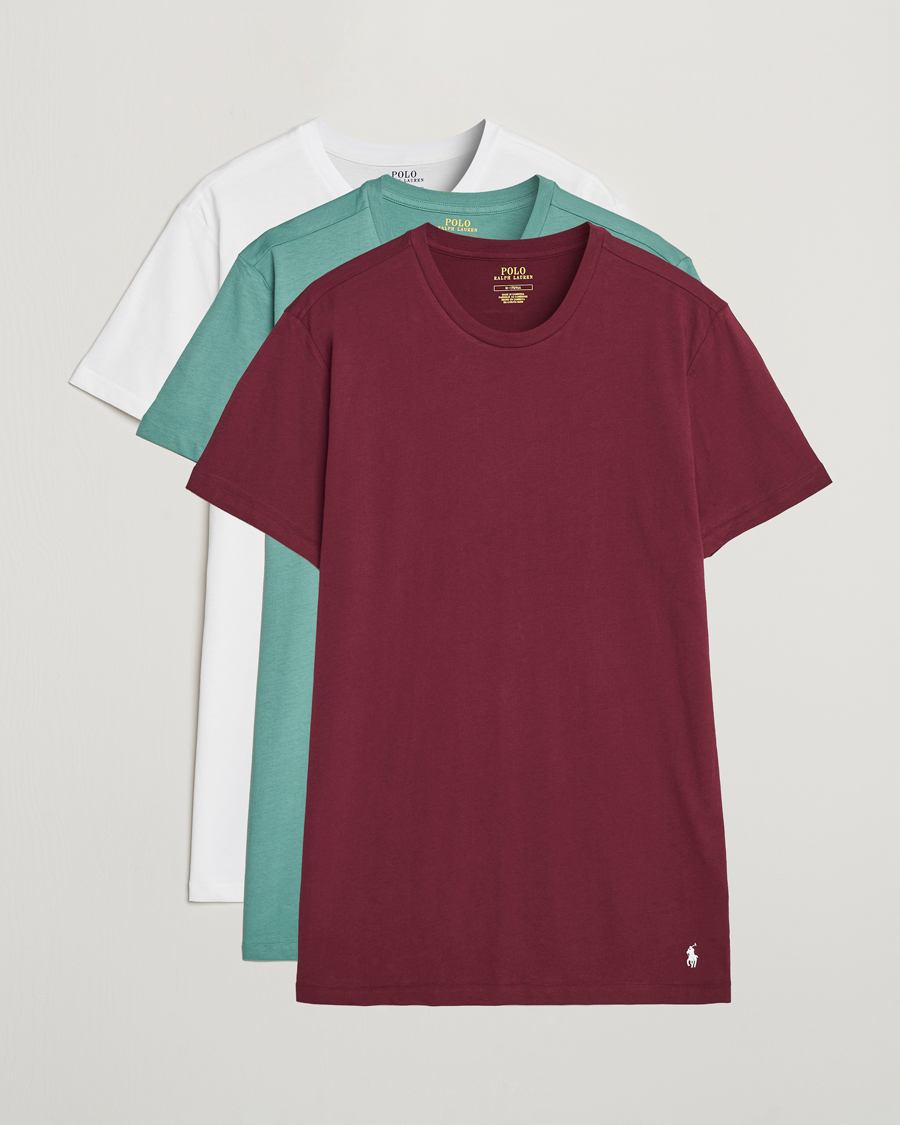 Heren | T-shirts | Polo Ralph Lauren | 3-Pack Crew Neck T-Shirt Fairway Green/White/Damson Red