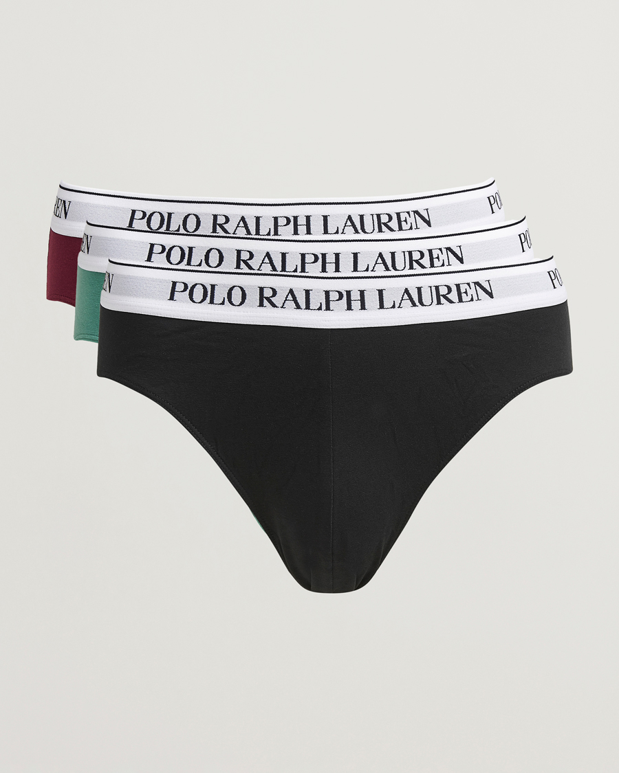 Heren | Ondergoed | Polo Ralph Lauren | 3-Pack Brief Damson Red/Black/Fairway Green