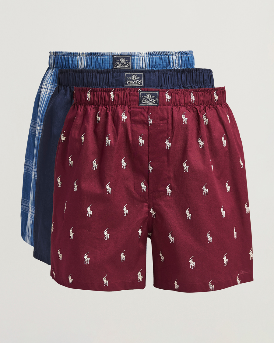 Heren | Ondergoed | Polo Ralph Lauren | 3-Pack Woven Boxer Plaid/Navy/Red PP