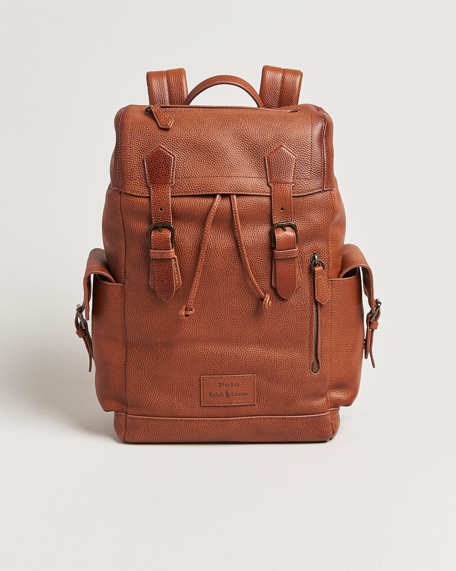 Heren | Polo Ralph Lauren Leather Flap Backpack Saddle Brown | Polo Ralph Lauren | Leather Flap Backpack Saddle Brown