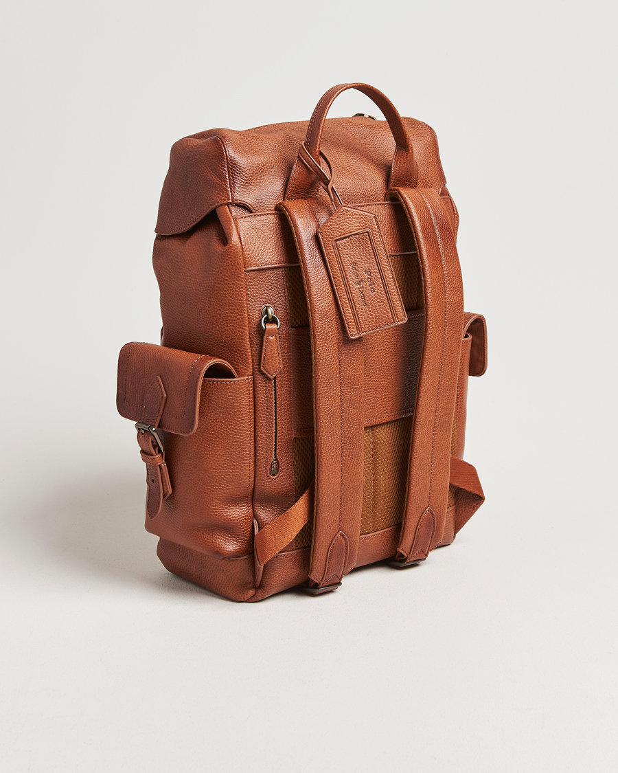 Heren | Polo Ralph Lauren Leather Flap Backpack Saddle Brown | Polo Ralph Lauren | Leather Flap Backpack Saddle Brown