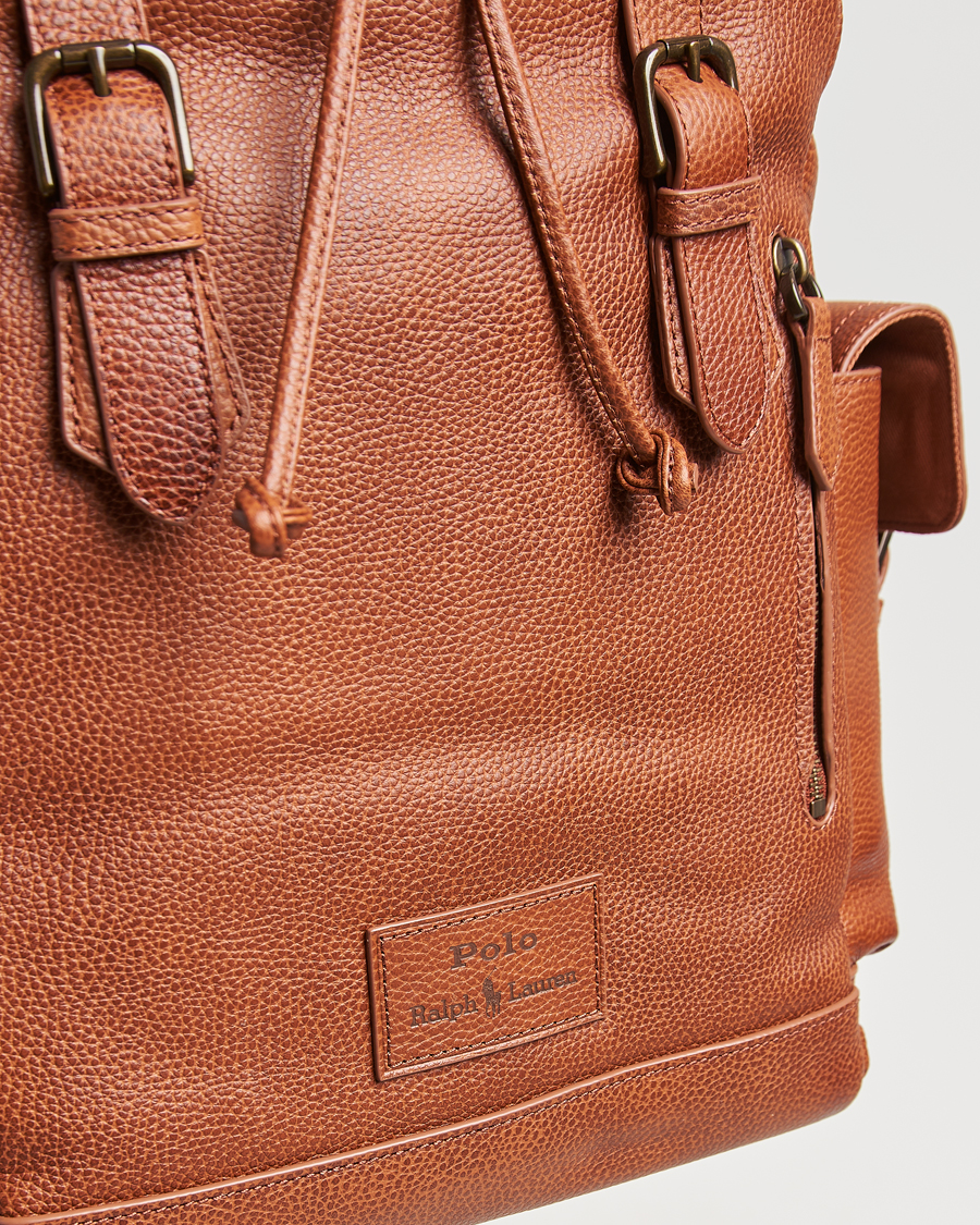 Heren | Polo Ralph Lauren Leather Flap Backpack Saddle Brown | Polo Ralph Lauren | Leather Flap Backpack Saddle Brown