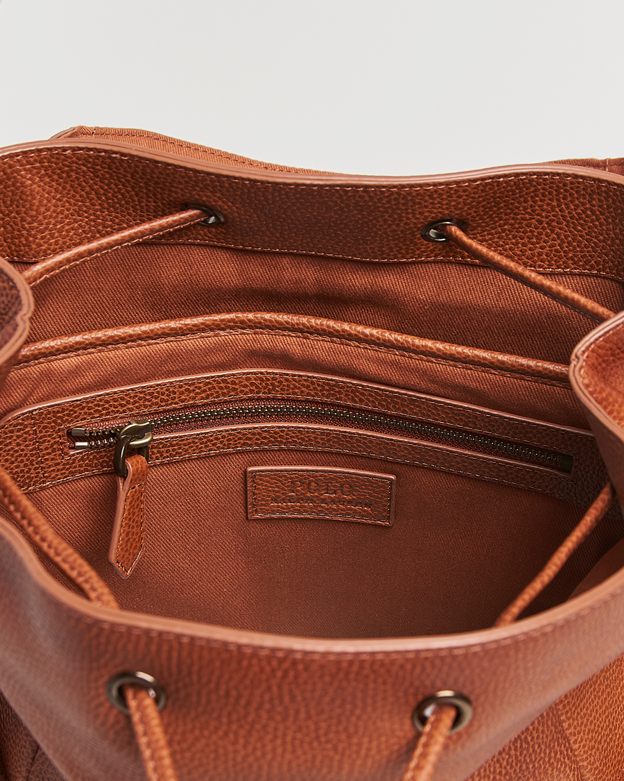 Heren | Polo Ralph Lauren Leather Flap Backpack Saddle Brown | Polo Ralph Lauren | Leather Flap Backpack Saddle Brown