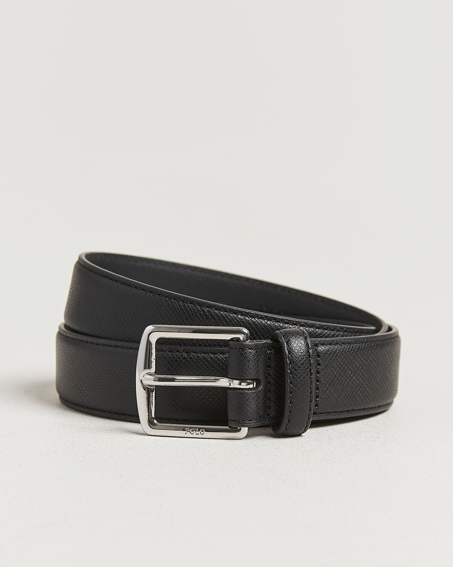 Heren | Polo Ralph Lauren Saffiano Leather Belt Black | Polo Ralph Lauren | Saffiano Leather Belt Black