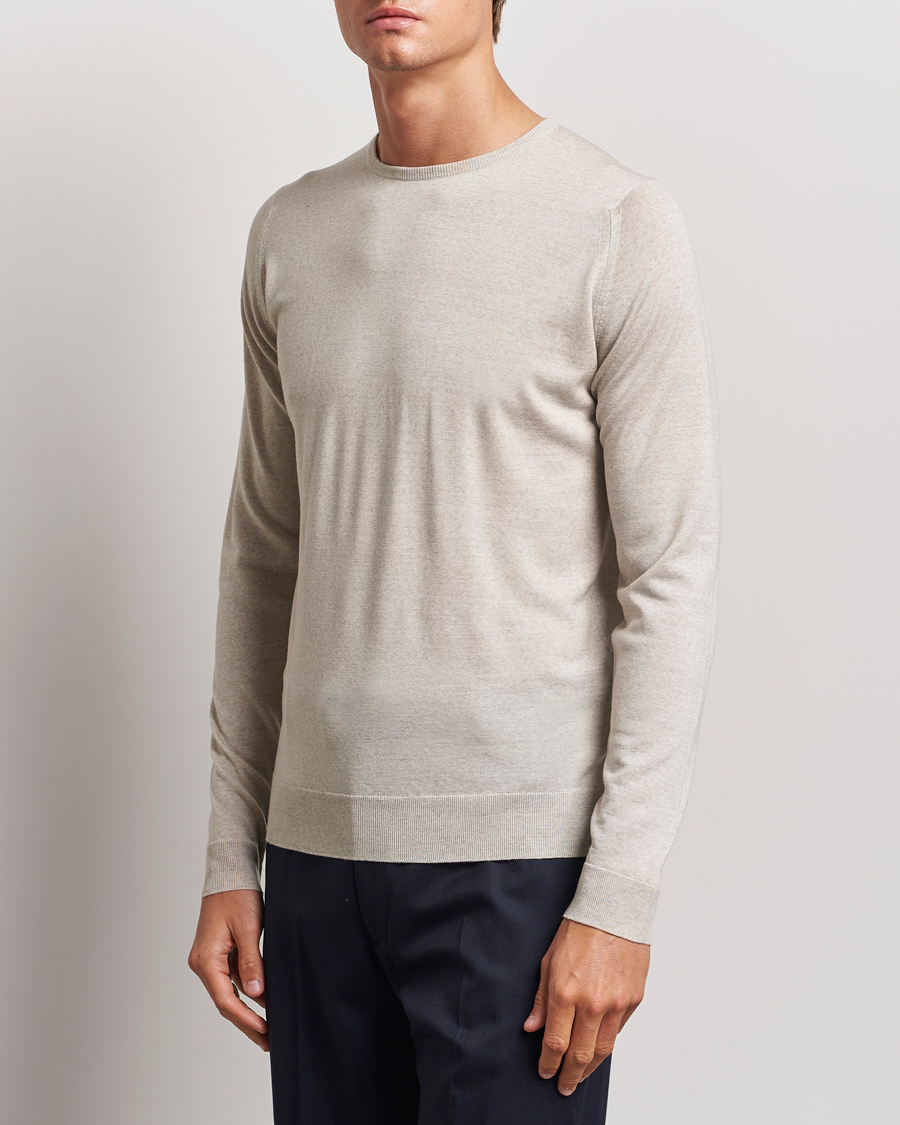 Heren | Truien | John Smedley | Lundy Extra Fine Merino Crew Neck Grey Fleece