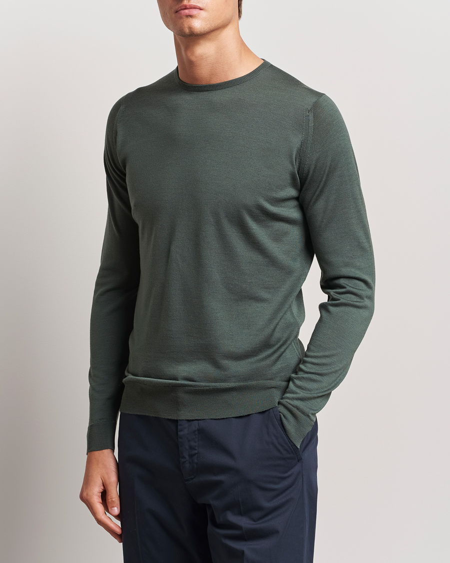 Heren | Truien | John Smedley | Lundy Extra Fine Merino Crew Neck Highland Green