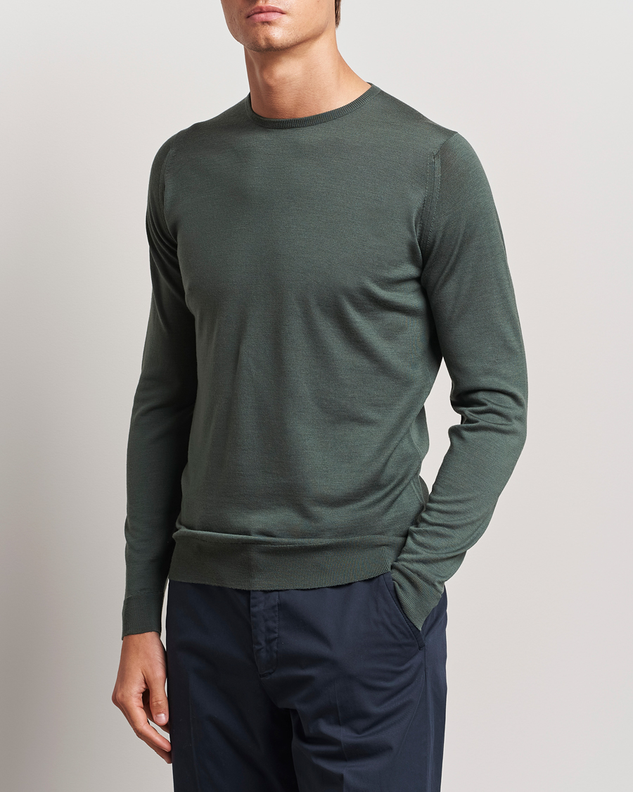 Heren |  | John Smedley | Lundy Extra Fine Merino Crew Neck Highland Green