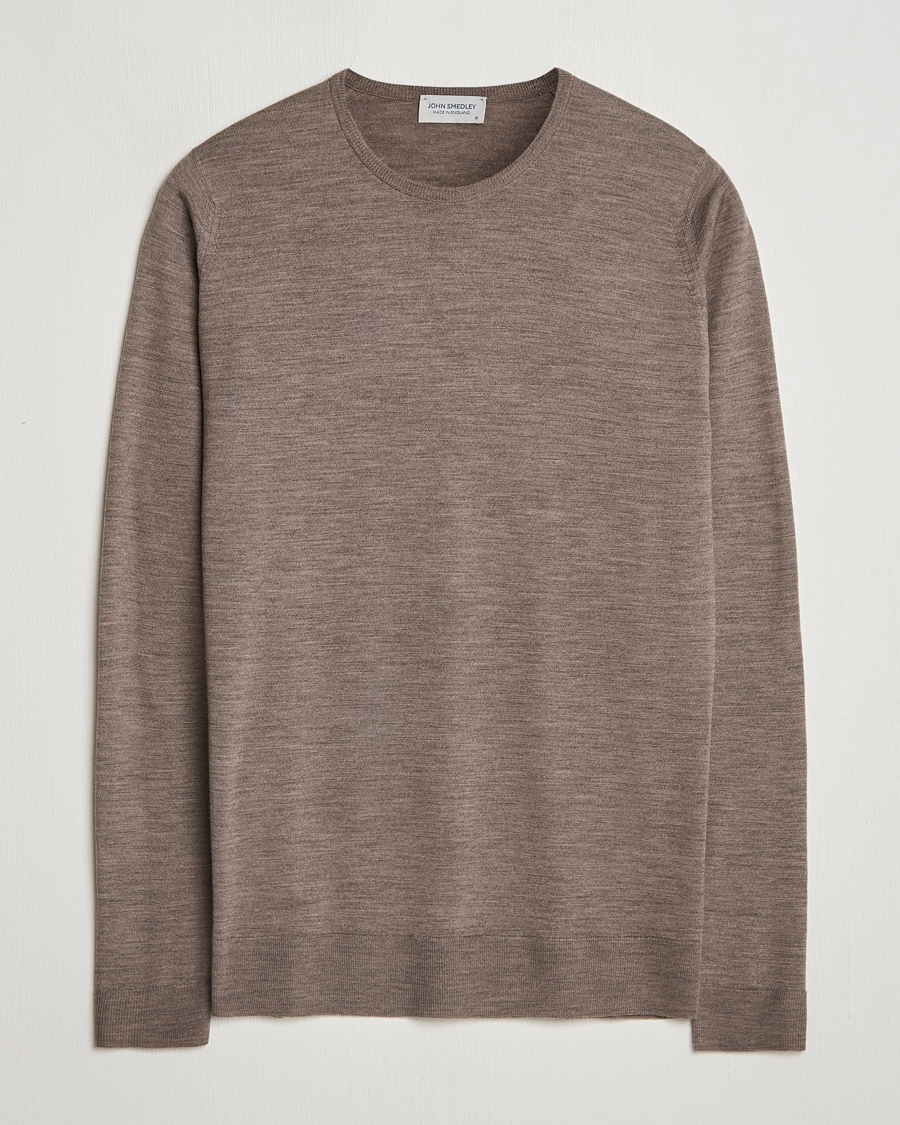 Heren | Truien | John Smedley | Lundy Extra Fine Merino Crew Neck Mushroom Brown