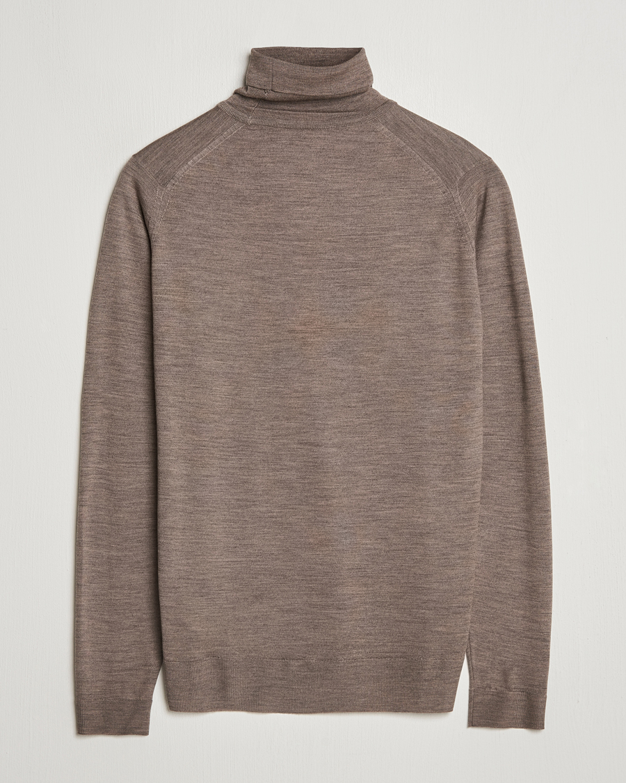 Heren | Truien | John Smedley | Cherwell Extra Fine Merino Rollneck Mushroom Brown