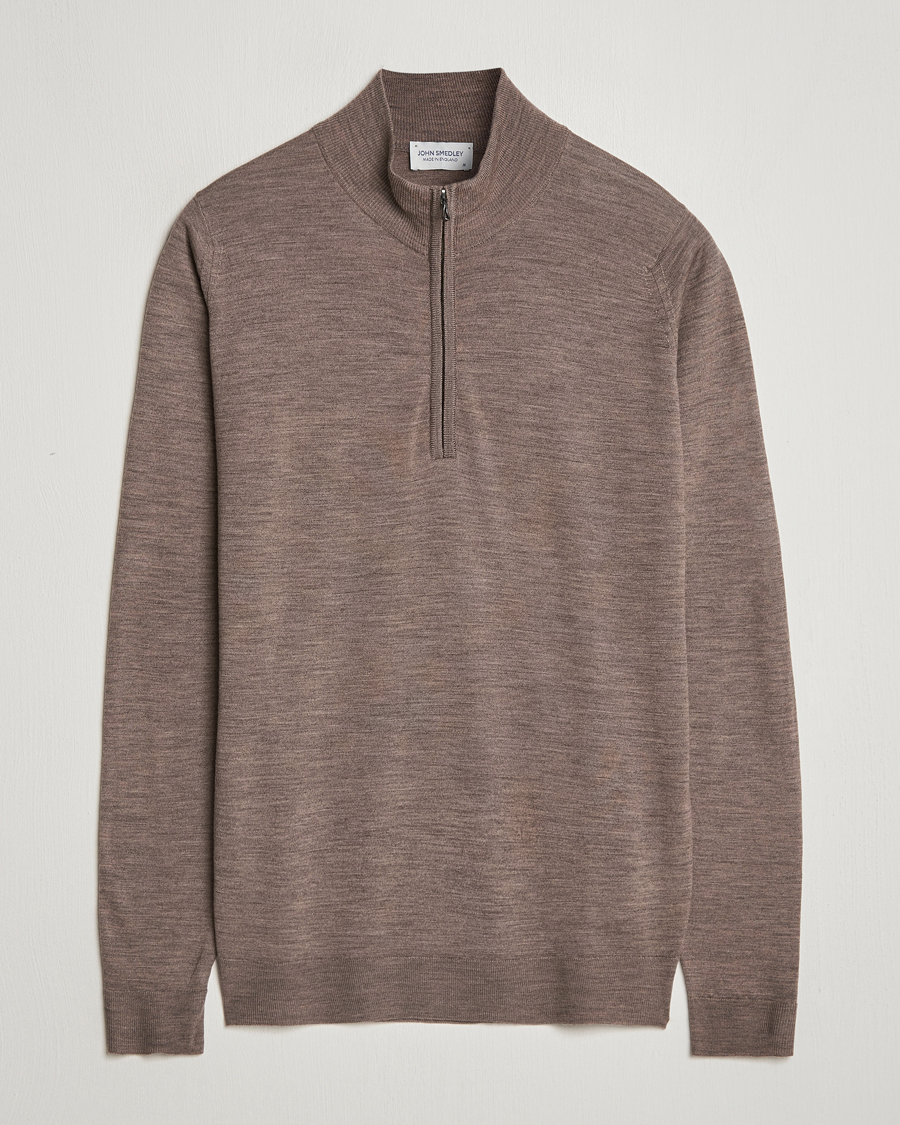 Heren | Truien | John Smedley | Barrow Extra Fine Merino Half Zip Mushroom