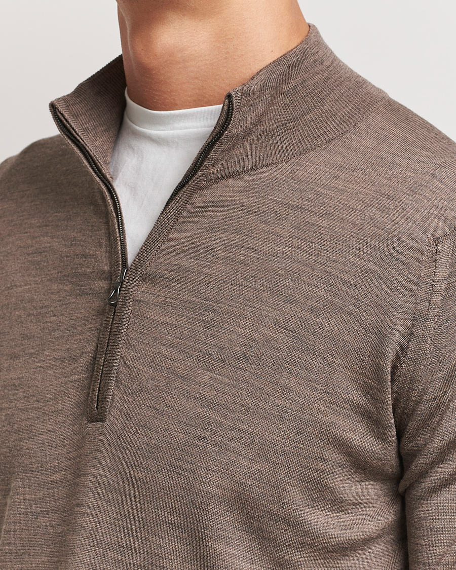 Heren | Truien | John Smedley | Barrow Extra Fine Merino Half Zip Mushroom