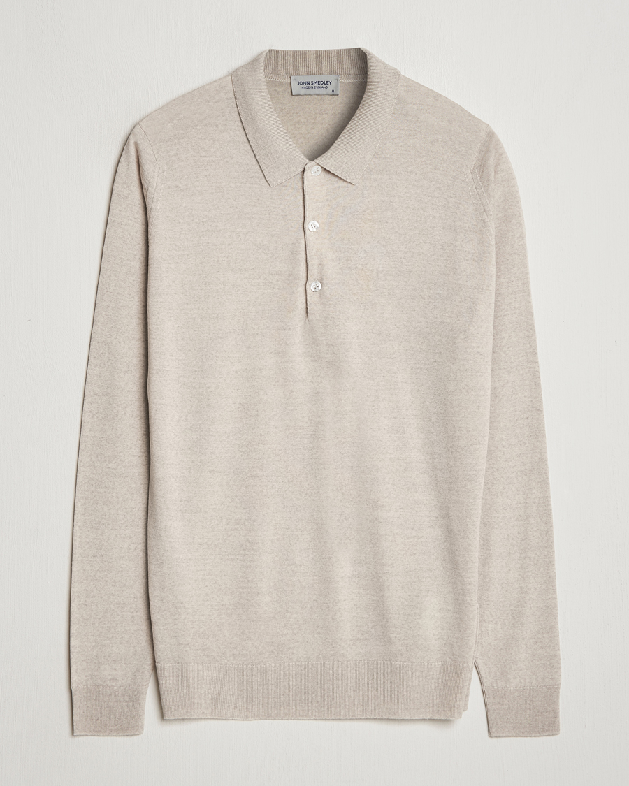 Heren | Truien | John Smedley | Belper Extra Fine Merino Polo Pullover Grey Fleece