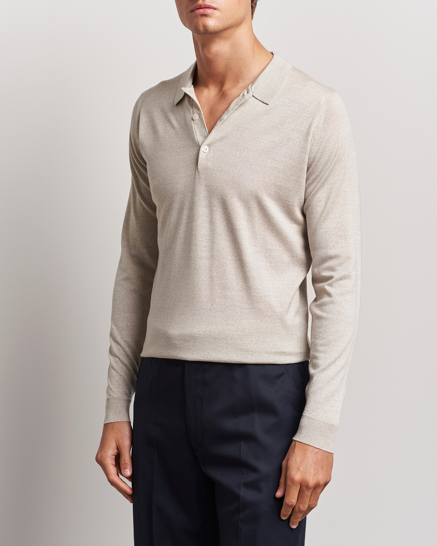 Heren | Truien | John Smedley | Belper Extra Fine Merino Polo Pullover Grey Fleece