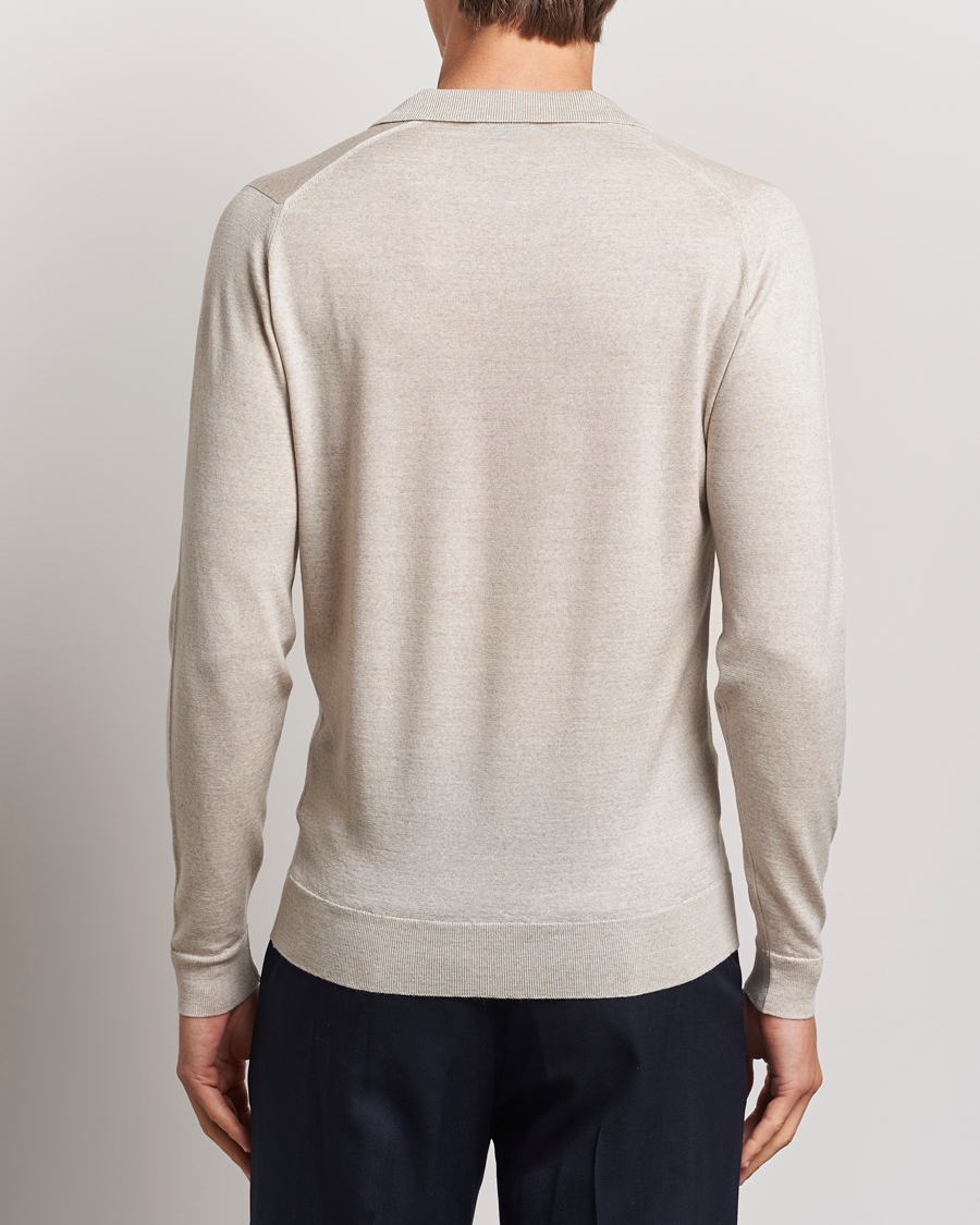 Heren | Truien | John Smedley | Belper Extra Fine Merino Polo Pullover Grey Fleece