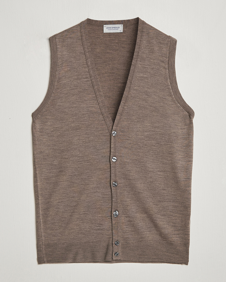Heren | Truien | John Smedley | Huntswood Slim Fit Waistcoat Mushroom Brown