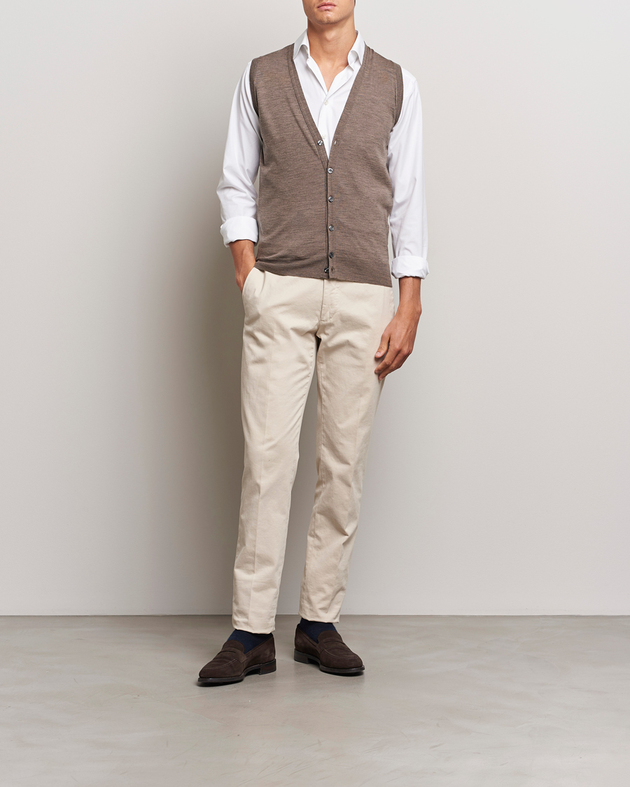 Heren | Truien | John Smedley | Huntswood Slim Fit Waistcoat Mushroom Brown