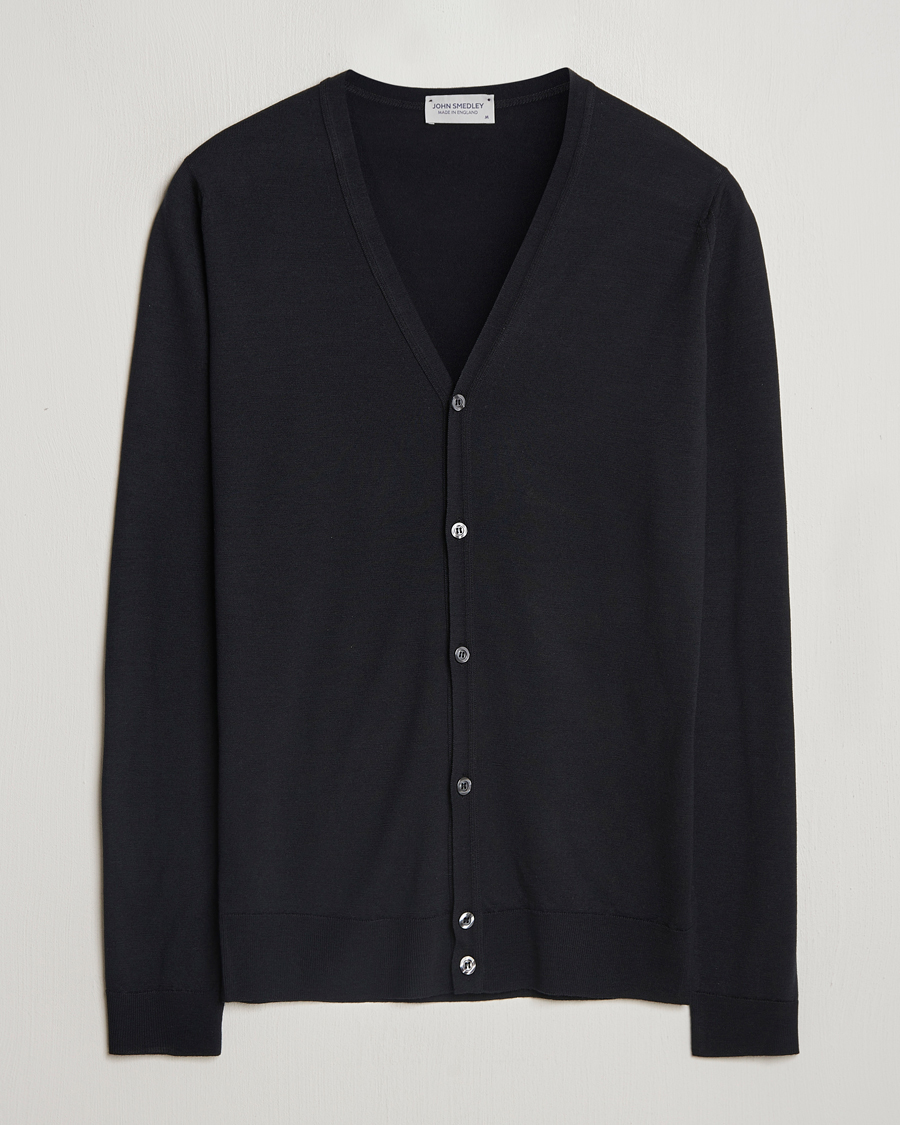 Heren | Truien | John Smedley | Petworth Extra Fine Merino Cardigan Black