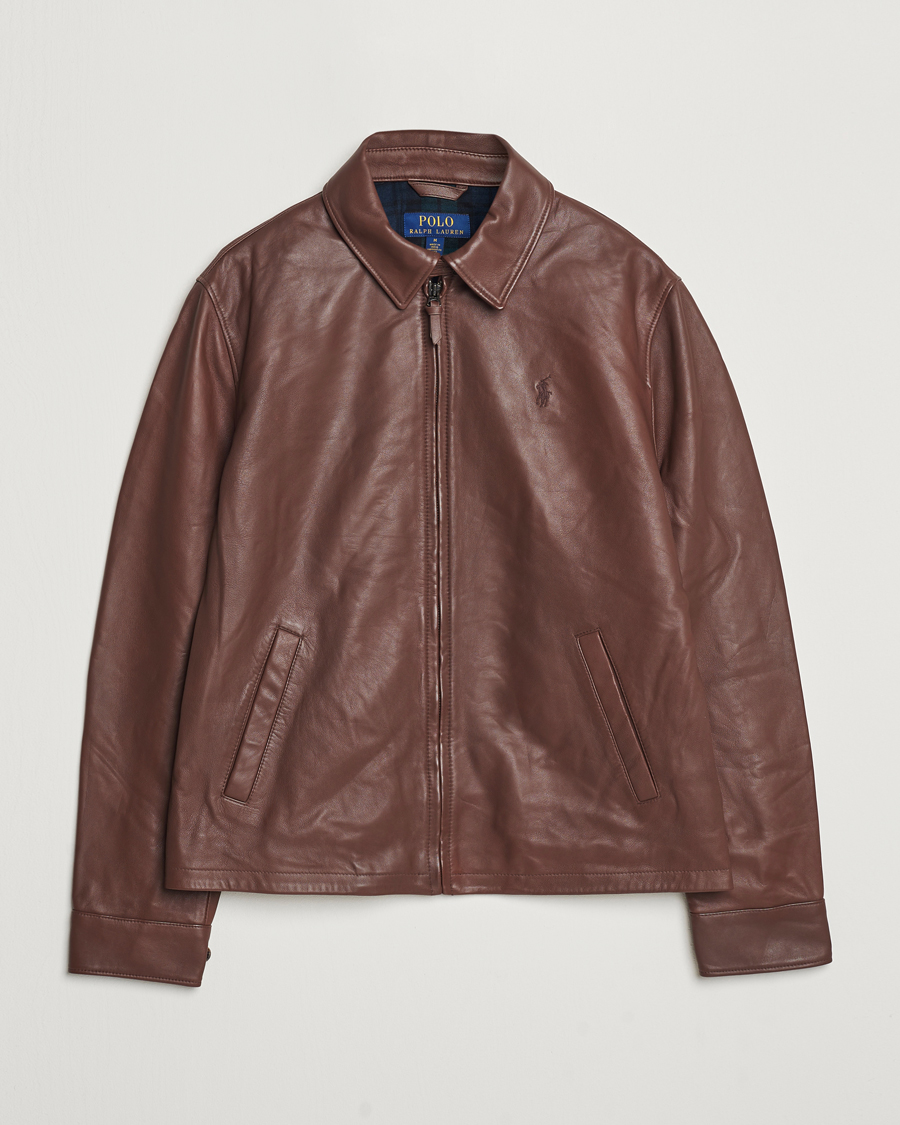 Heren | Jassen | Polo Ralph Lauren | Maxwell Windbreaker Leather Jacket Bison Brown