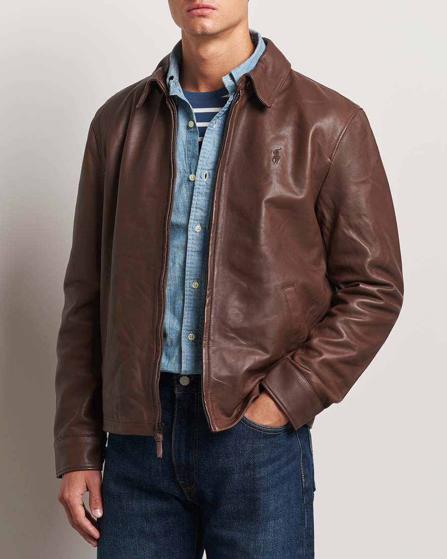 Heren | Jassen | Polo Ralph Lauren | Maxwell Windbreaker Leather Jacket Bison Brown