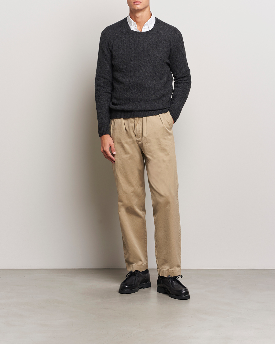 Heren | Truien | Polo Ralph Lauren | Wool/Cashmere Cable Crew Neck Dark Granite Heather