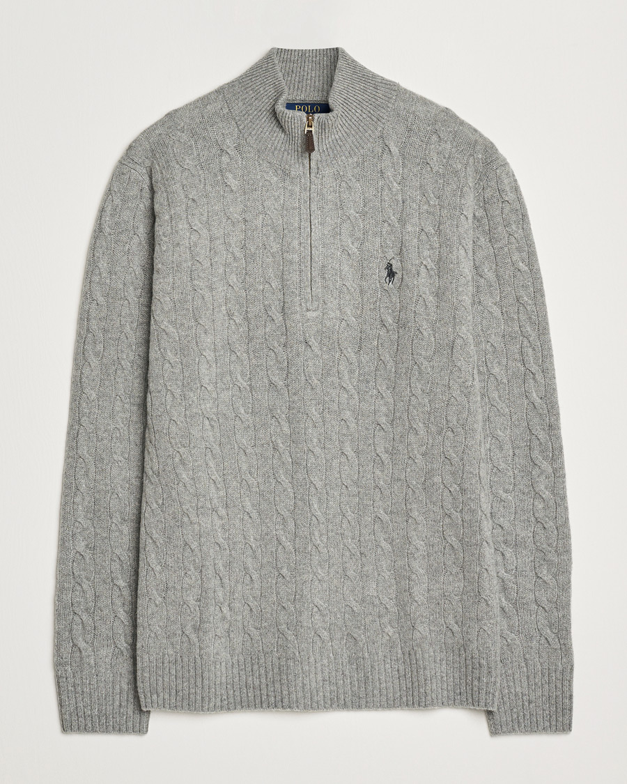 Heren | Truien | Polo Ralph Lauren | Wool/Cashmere Cable Half Zip Fawn Grey Heather