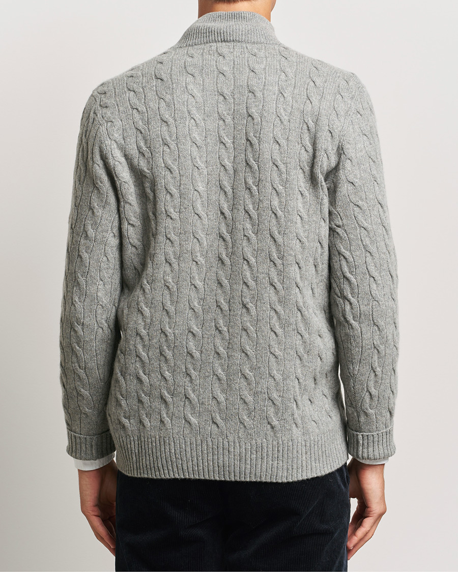 Heren | Truien | Polo Ralph Lauren | Wool/Cashmere Cable Half Zip Fawn Grey Heather