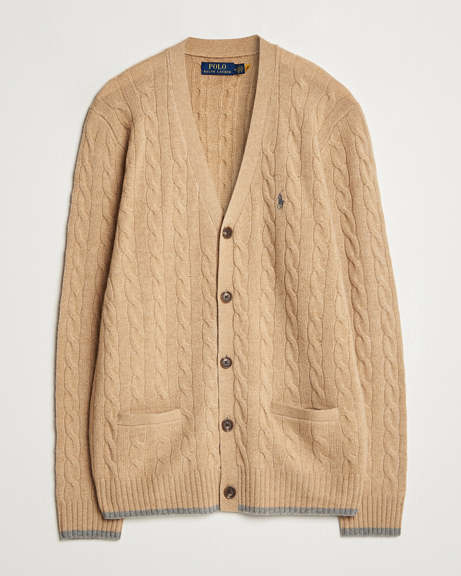 Heren | Truien | Polo Ralph Lauren | Wool/Cashmere Cable Cardigan Camel Melange