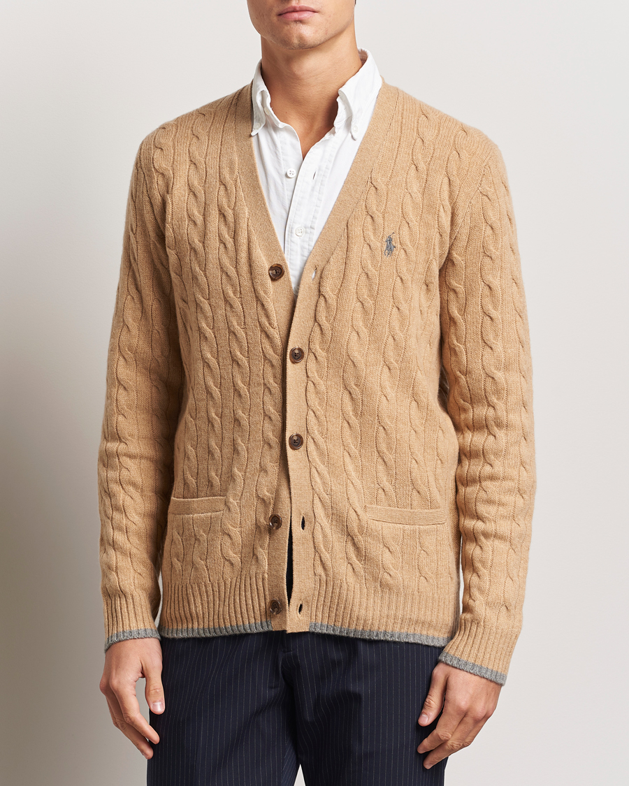 Heren | Truien | Polo Ralph Lauren | Wool/Cashmere Cable Cardigan Camel Melange